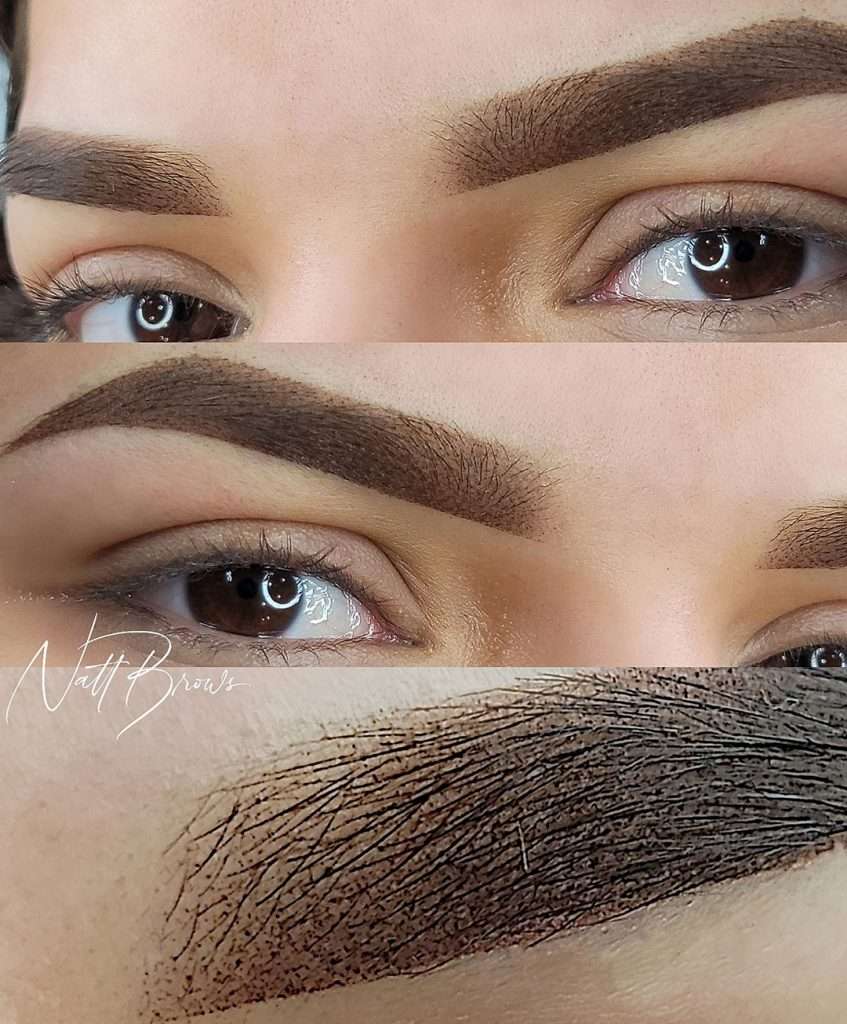 Healed microblading result showcasing natural, defined eyebrows created by nataly at scalp and brows nj.